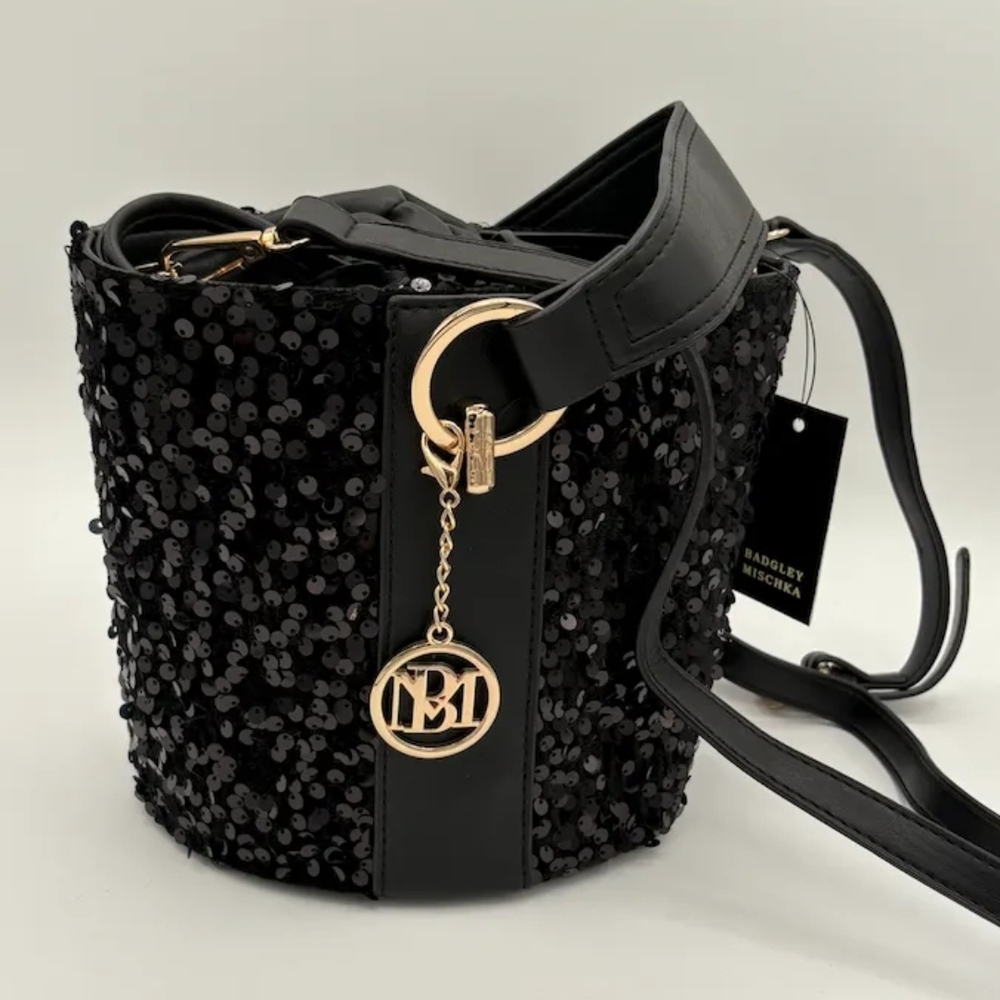 Badgley Mischka Black Sequin Shoulder Bag